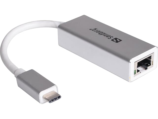 USB-C netv&aelig;rksadapter Gigabit fra Sandberg giver lynhurtigt kablet netv&aelig;rksforbindelse via USB-C porten